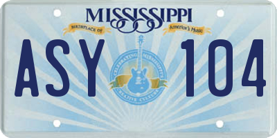 MS license plate ASY104