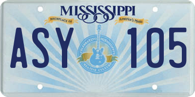 MS license plate ASY105