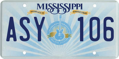 MS license plate ASY106