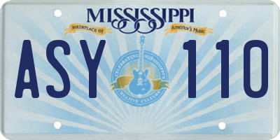 MS license plate ASY110