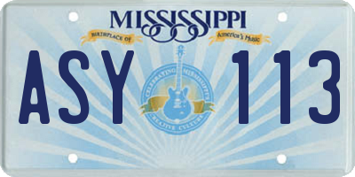 MS license plate ASY113
