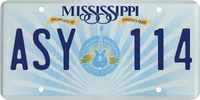 MS license plate ASY114