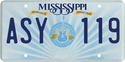 MS license plate ASY119