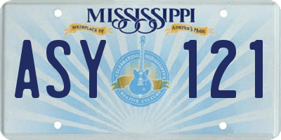 MS license plate ASY121
