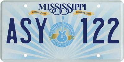 MS license plate ASY122