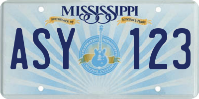 MS license plate ASY123