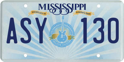 MS license plate ASY130