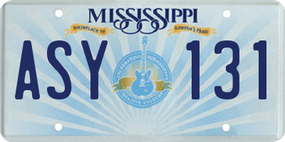MS license plate ASY131
