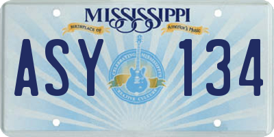 MS license plate ASY134