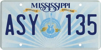 MS license plate ASY135