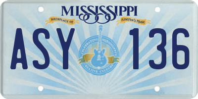 MS license plate ASY136