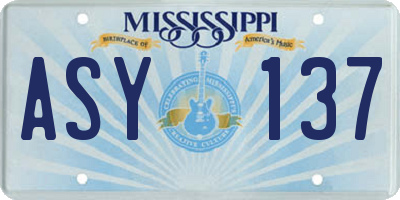 MS license plate ASY137