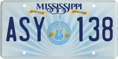 MS license plate ASY138