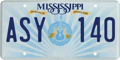 MS license plate ASY140