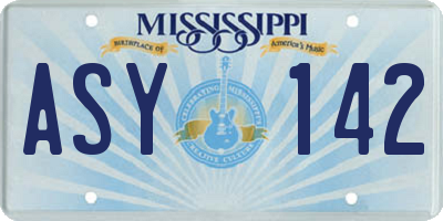 MS license plate ASY142
