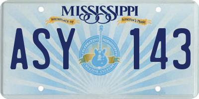 MS license plate ASY143