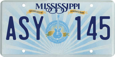 MS license plate ASY145