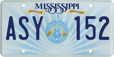 MS license plate ASY152