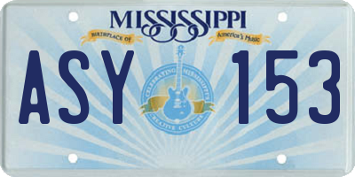 MS license plate ASY153