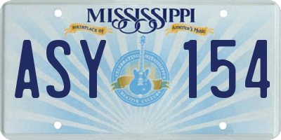 MS license plate ASY154