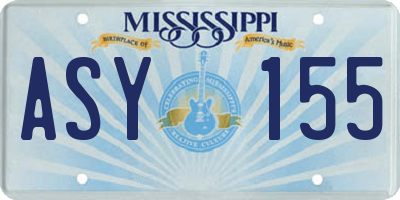 MS license plate ASY155