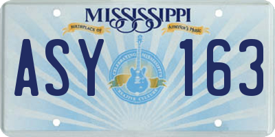 MS license plate ASY163
