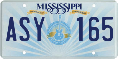MS license plate ASY165