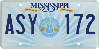 MS license plate ASY172
