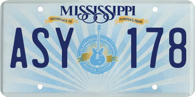 MS license plate ASY178