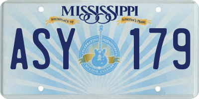 MS license plate ASY179