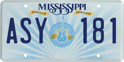 MS license plate ASY181
