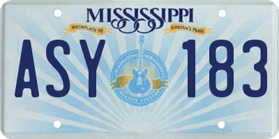 MS license plate ASY183