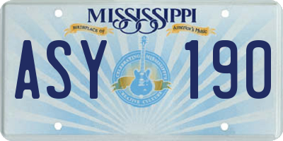 MS license plate ASY190