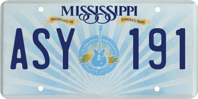 MS license plate ASY191