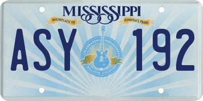 MS license plate ASY192
