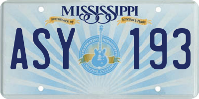 MS license plate ASY193