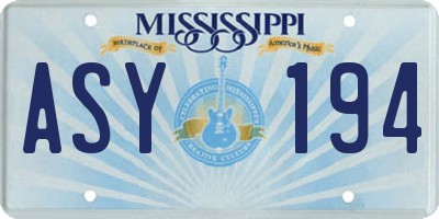 MS license plate ASY194