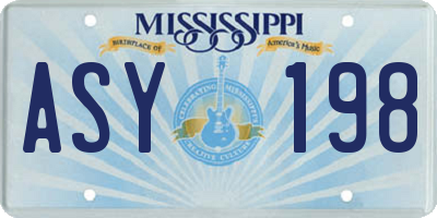 MS license plate ASY198