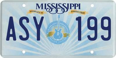 MS license plate ASY199