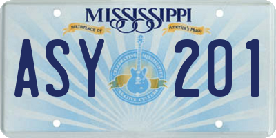 MS license plate ASY201