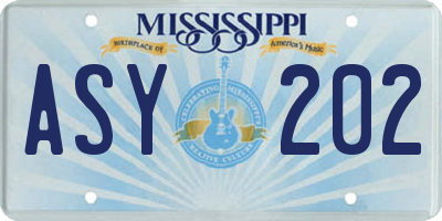 MS license plate ASY202