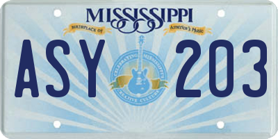 MS license plate ASY203