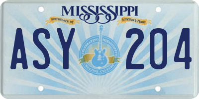 MS license plate ASY204