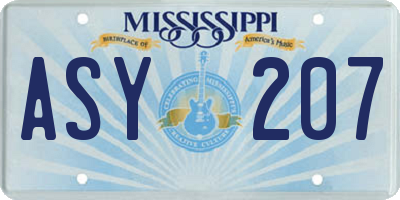 MS license plate ASY207