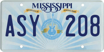 MS license plate ASY208