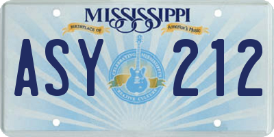 MS license plate ASY212