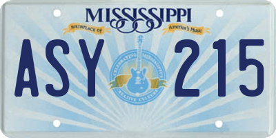 MS license plate ASY215