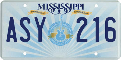 MS license plate ASY216