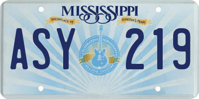 MS license plate ASY219