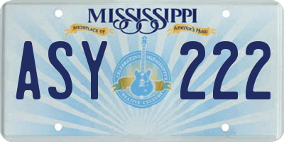 MS license plate ASY222